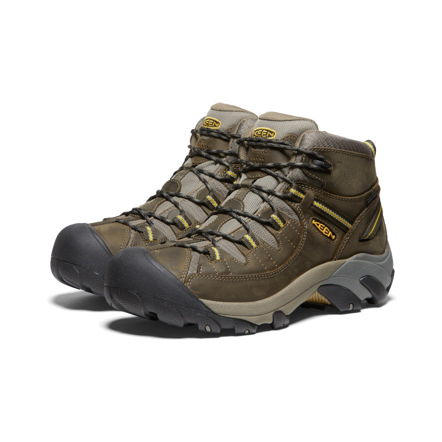 Men's Targhee II Mid Waterproof Hiking Boots Black Olive/Yellow | Keen Discount