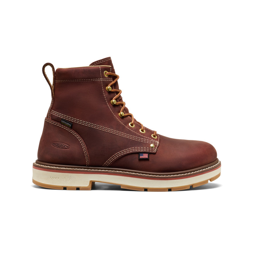 Men's Liberty 6" Waterproof 90° Heel Boot (Soft Toe) Bombay Brown/Gum / Keen For sale