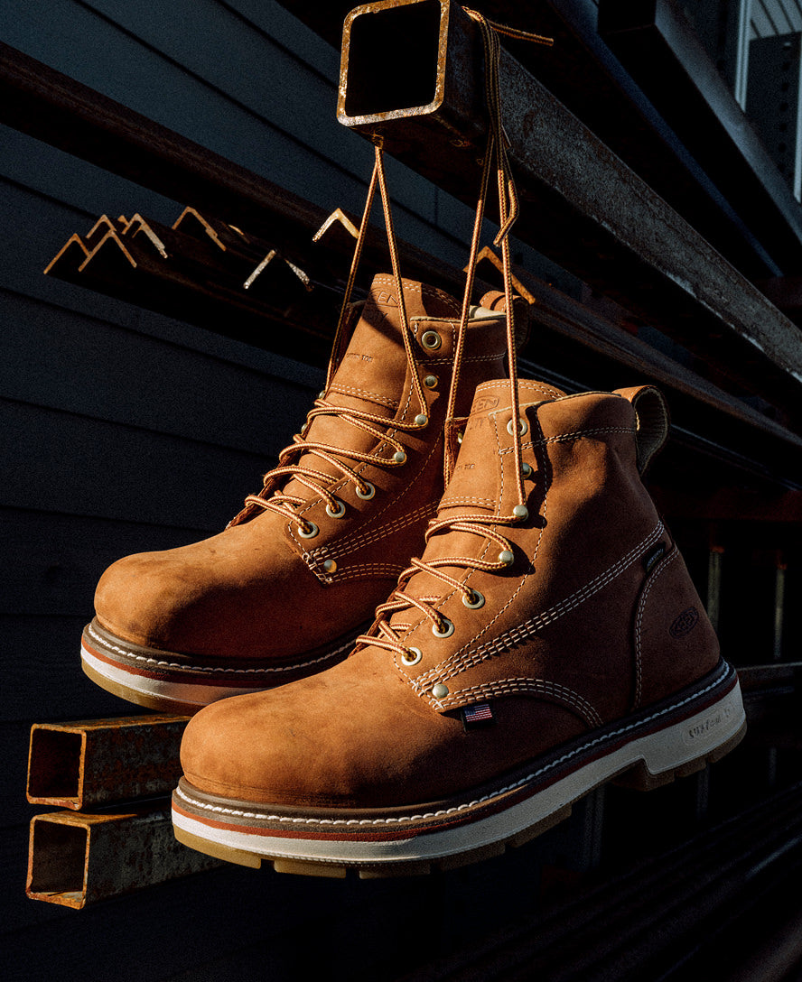 Men's Liberty 6" Waterproof 90° Heel Boot (Soft Toe) Bombay Brown/Gum / Keen For sale