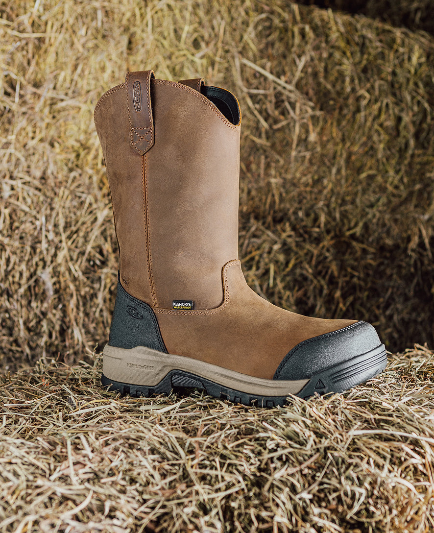 Men's Evanston Pull-On Waterproof Boot (Soft Toe) Bison/Black / Keen For sale