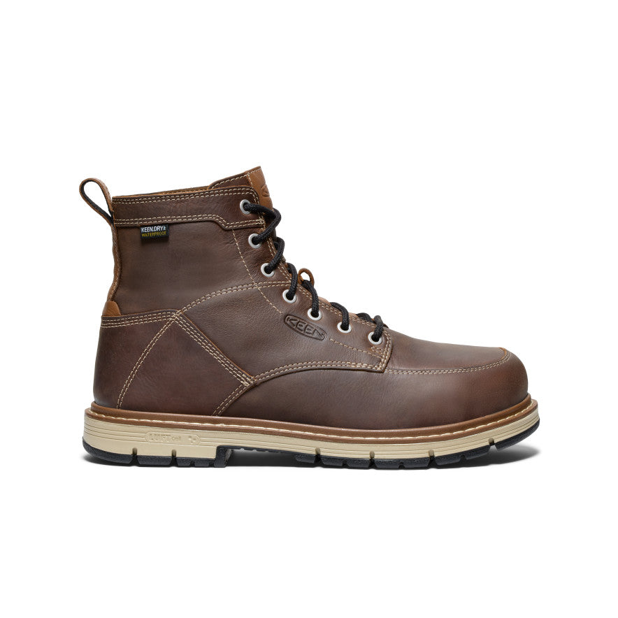 Men's San Jose 6" Waterproof 90° Heel Boot (Aluminum Toe) Bison/Black / Keen For sale
