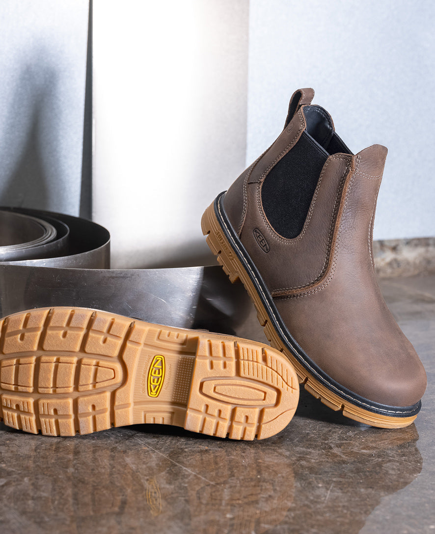 Men's San Jose Chelsea 90° Heel Boot (Aluminum Toe) Cascade Brown/Gum | Keen Discount