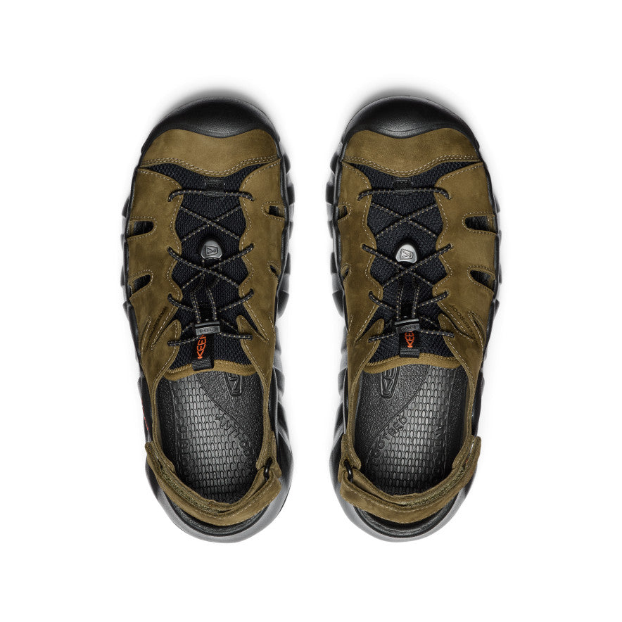 Men's Hyperport Fisherman Leather Sandal Dark Olive/Black | Keen Discount