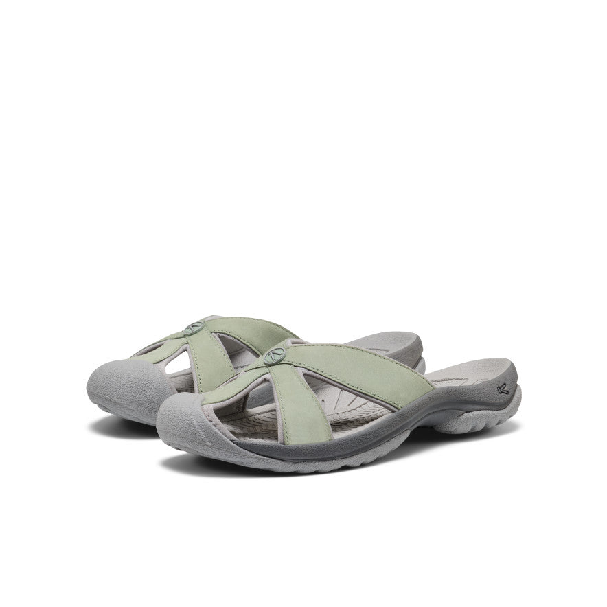 Women's Bali Leather Slide Sandal Lily Pad/Steel Grey | Keen Outlet